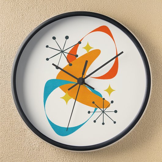 Horloge Retro Mid Century Espace atomique Age Abstrait 20