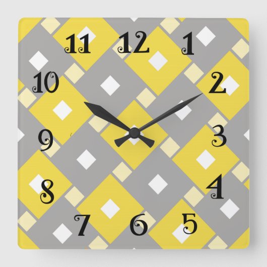 Horloge rétro moderne - Jaune et gris. (Recto)