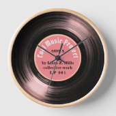 Horloge Retro Vinyl Record musique heure rose (Recto)
