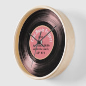 Horloge Retro Vinyl Record musique heure rose (Angle)