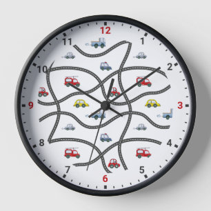 Horloge Roads Voiture Cute Enfants Décor Mur