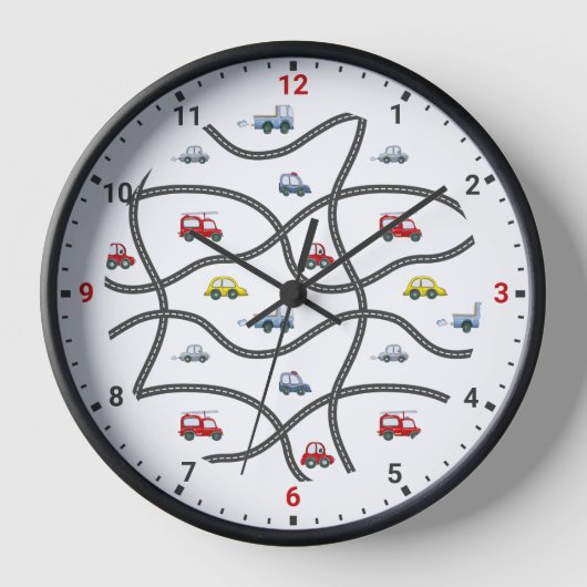 Horloge Roads Voiture Cute Enfants Décor Mur (Recto)