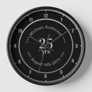 Horloge Rond personnalisé 25 ans de retraite ou d'annivers