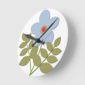 Horloge Ronde С simple fleur bleue (Angle)