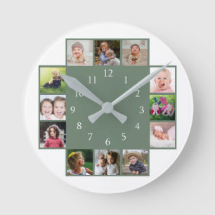 Horloge Ronde 12 Collage de photos de famille Créez votre propre