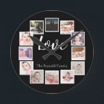 Horloge Ronde 12 Collage photo personnalisé<br><div class="desc">12 Photo Collage Modèle personnalisé horloge murale .. simplement ajouter vos propres photos et texte à cette grande horloge murale .. facile à personnaliser .. personnalisable horloge modèle photo de Ricaso - idéal cadeaux-idées</div>