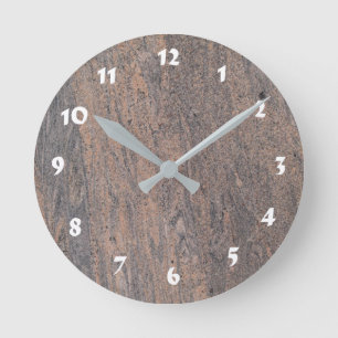 Horloge Ronde 12 Number Choices to Choose - Gray-Tan Marble Cloc