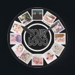 Horloge Ronde 12 Photo Collage Personalized Black White<br><div class="desc">12 Photo Collage Personalized Template Black and white wall clock ...  simply add your own photographis and logo or background to this great wall clock ...  easy to personalize ...  customizable photo matriplate from Ricaso - perfect gift-ideas</div>