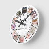 Horloge Ronde 12 Photo Collage Personalized Black White (Angle)