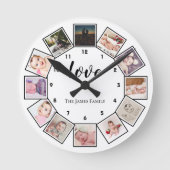 Horloge Ronde 12 Photo Collage Personalized Black White (Recto)