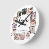 Horloge Ronde 12 Photo Collage Personalized Black White (Angle)