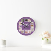 Horloge Ronde 12 Photo Collage Personalized Purple (Maison)