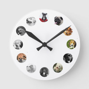 Horloge Ronde 12 PHOTO Collage Pet Memorial Célébration de la vi