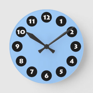 Horloge Ronde 12 spots - Black, White and Lt Blue