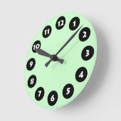 Horloge Ronde 12 spots - Black, White and Pale Green (Angle)