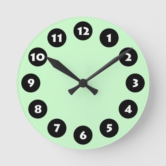 Horloge Ronde 12 spots - Black, White and Pale Green (Recto)