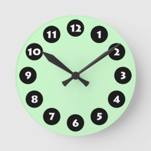 Horloge Ronde 12 spots - Black, White and Pale Green