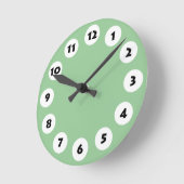 Horloge Ronde 12 spots - Black with White on Green 99CC99 (Angle)