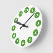 Horloge Ronde 12 Spots - Blanc avec Avocado Vert sur Blanc (Angle)