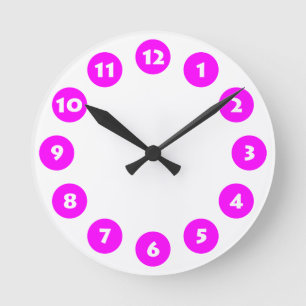Horloge Ronde 12 Spots - Blanc avec Magenta sur Blanc