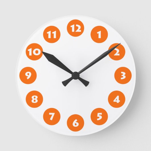 Horloge Ronde 12 Spots - Blanc avec orange sur blanc (Recto)
