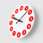 Horloge Ronde 12 Spots - Blanc avec Rouge sur Blanc (Angle)