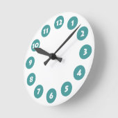Horloge Ronde 12 Spots - Blanc avec Vert Océan sur Blanc (Angle)