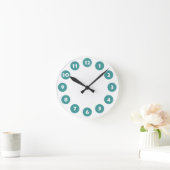 Horloge Ronde 12 Spots - Blanc avec Vert Océan sur Blanc (Maison)