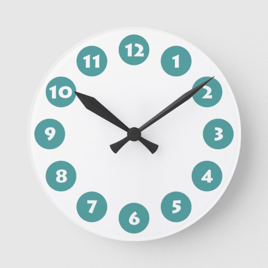 Horloge Ronde 12 Spots - Blanc avec Vert Océan sur Blanc (Recto)