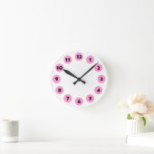 Horloge Ronde 12 Spots - Noir avec rose sur blanc (Maison)