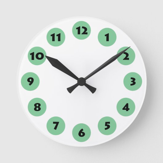 Horloge Ronde 12 Spots - Noir avec Vert fané sur Blanc (Recto)
