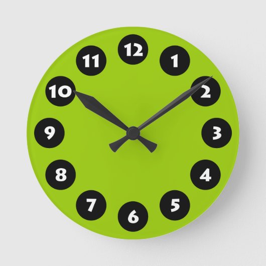Horloge Ronde 12 Spots - Noir, Blanc et Martien Vert (Recto)