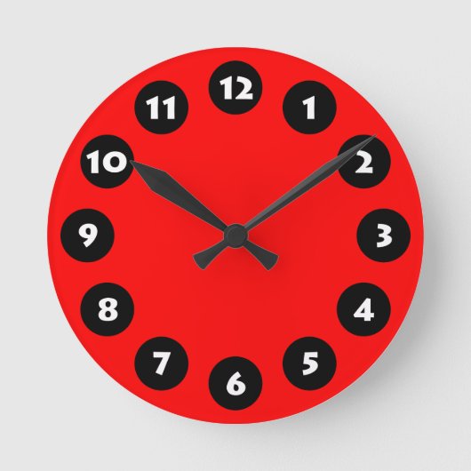 Horloge Ronde 12 Spots - Noir, Blanc et Rouge (Recto)