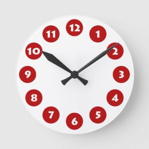 Horloge Ronde 12 taches - blanc avec le rubis sur le blanc