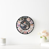 Horloge Ronde 13 Photo Collage Personalized Black White (Maison)