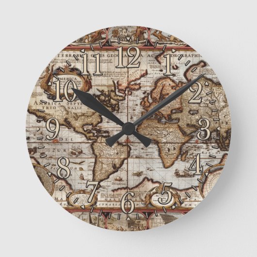 Horloge Ronde 1499 Old Map Antique History Designer Clock (Recto)