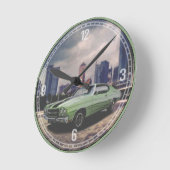 Horloge Ronde 1970 Chevrolet Chevelle (Green) Décorative Clock (Angle)