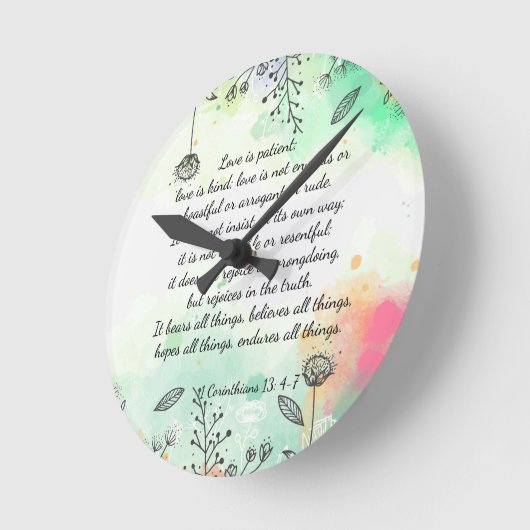 Horloge Ronde 1 Corinthiens 13: 4-7 (Angle)