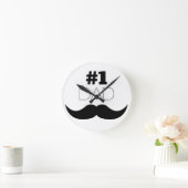 Horloge Ronde #1 Papa Mustache noire - Numéro Un (Maison)