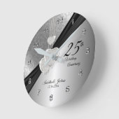 Horloge Ronde 25e anniversaire de Mariage d'argent Conception (Angle)