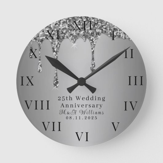 Horloge Ronde 25e anniversaire de mariage moderne élégant cinqua (Recto)