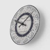 Horloge Ronde 25e anniversaire du Mariage d'argent (Angle)