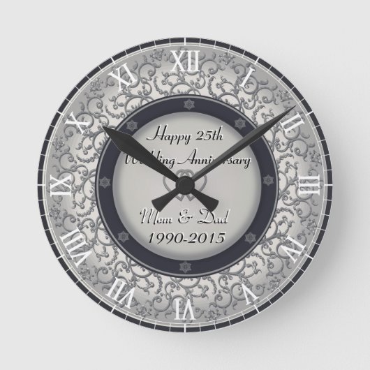Horloge Ronde 25e anniversaire du Mariage d'argent (Recto)