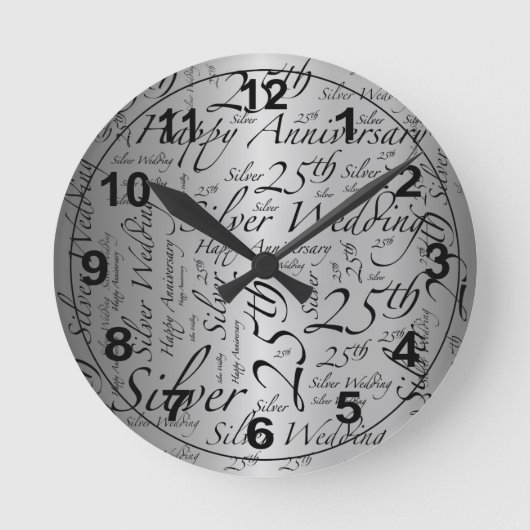 Horloge Ronde 25e anniversaire Word Art Graphic (Recto)
