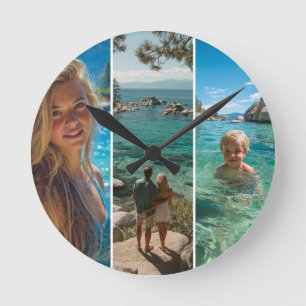 Horloge Ronde 3 Bandes Verticales Longues Photo Boho