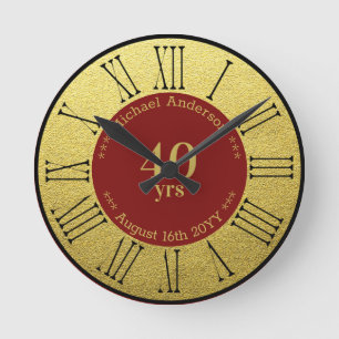 Horloge Ronde 40 ans de retraite ou anniversaire Personnalisé