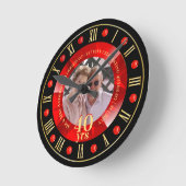 Horloge Ronde 40e anniversaire Mariage photo cadeau Ruby Red (Angle)