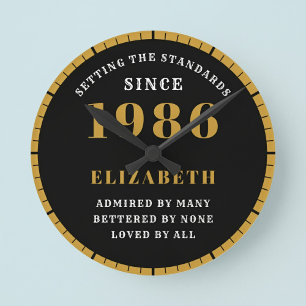 Horloge Ronde 40e anniversaire Né en 1986 Noir Or