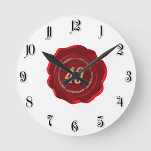 Horloge Ronde 40e anniversaire sceau de cire rouge