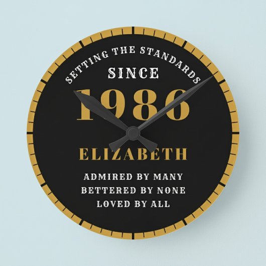 Horloge Ronde 40th Birthday Born 1986 Black Gold